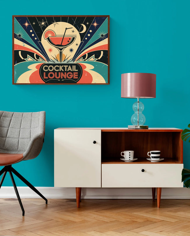 Affiche vintage bar à cocktails des années 50