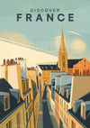 Affiche Discover France toits haussmanniens clocher gothique