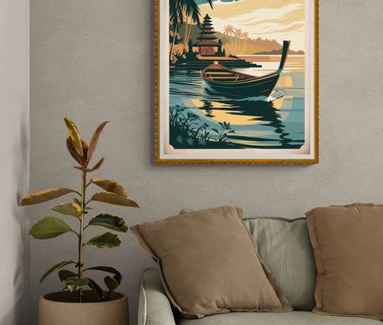 Affiche bateau traditionnel vintage Bali