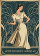 Affiche élégance femme années 1940 style Art Déco