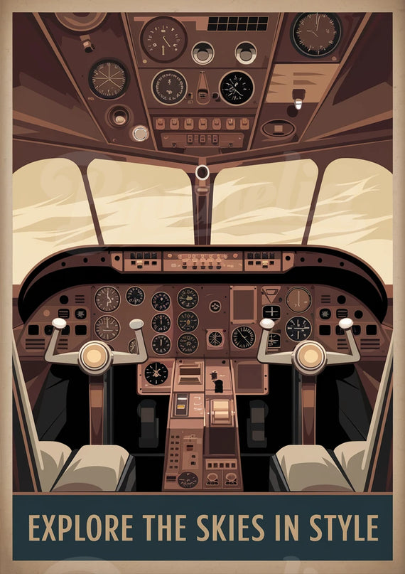 affiche vintage cockpit