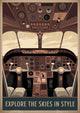 Affiche cockpit d'avion vintage style rétro aviation