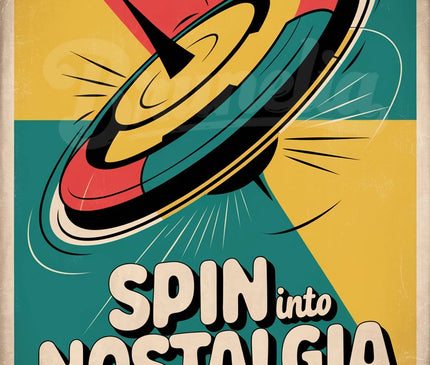 Affiche toupie colorée rétro