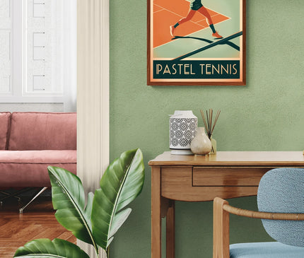 Affiche vintage ambiance rétro court de tennis