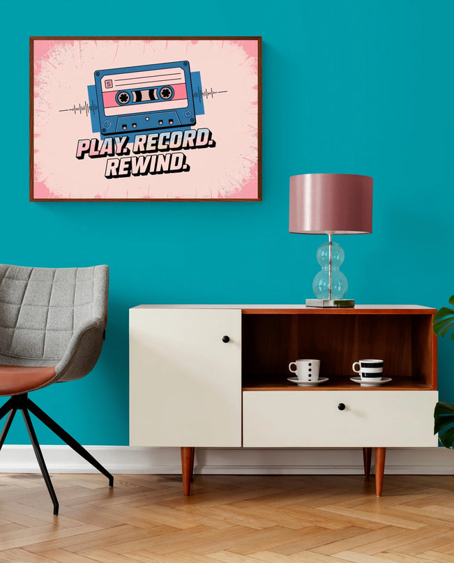 Affiche vintage lecteur cassette informatique