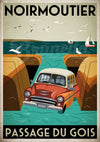 Affiche Noirmoutier Passage du Gois voiture rétro