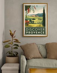 Affiche Découvrir Provence paysage viticole méditerranéen