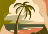 Affiche palmier et lagon tropical style rétro