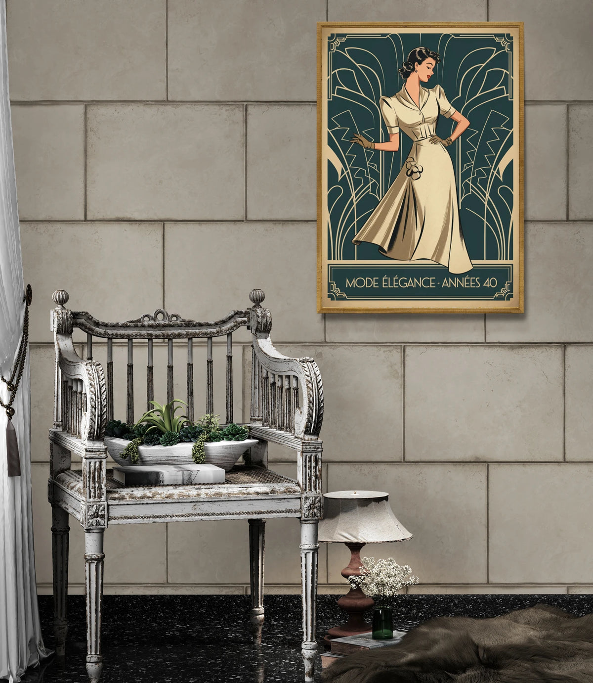 Affiche vintage robe années 40