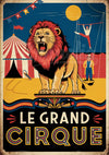 Affiche Le Grand Cirque lion acrobate style rétro