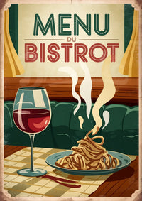 Affiche Menu du Bistrot Français Vintage Rétro