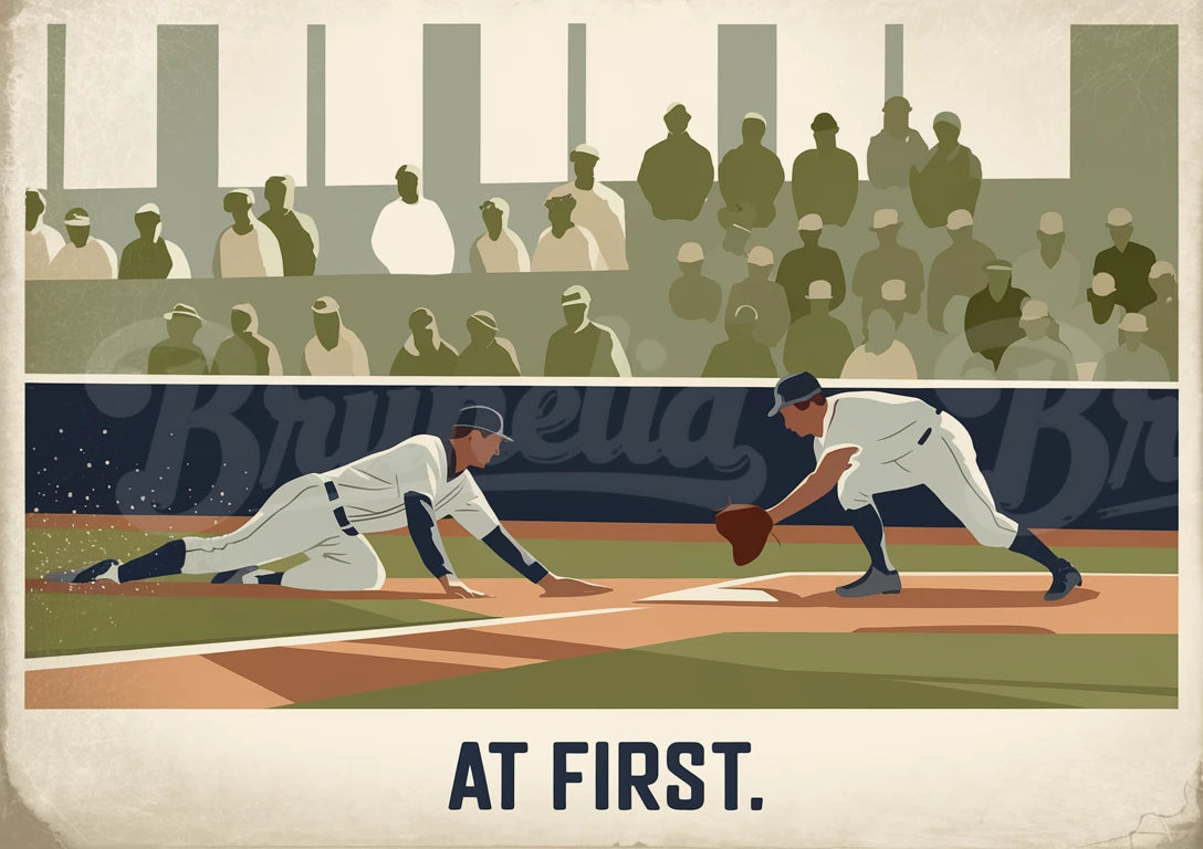 Affiche baseball début de partie art déco