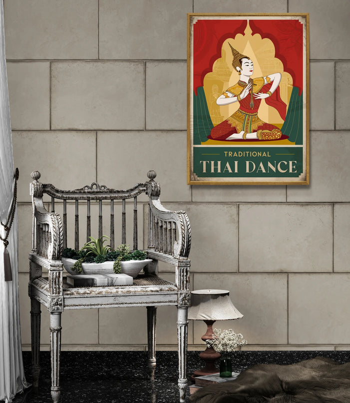 Affiche danse thaï traditionnelle vintage