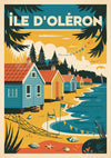 Affiche Île d'Oléron maisons colorées bord de mer