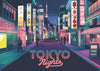 Affiche Nights néon rétrofuturiste Tokyo
