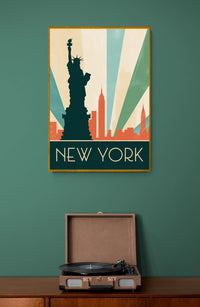 Affiche Statue de Liberté Manhattan art déco