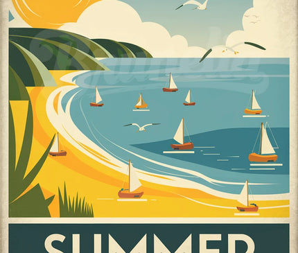 Affiche vintage ambiance estivale lumineuse