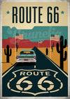 Affiche Route 66 voiture désert américain rétro