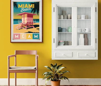 Affiche cabines sauveteurs vintage Miami