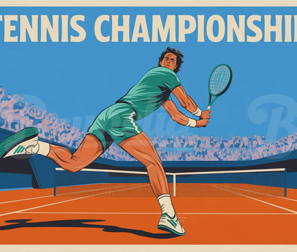 Affiche vintage revers à une main tennis