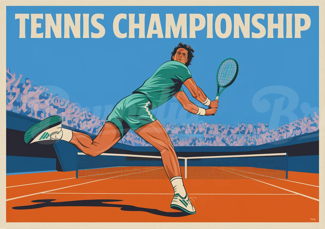 Affiche vintage revers à une main tennis