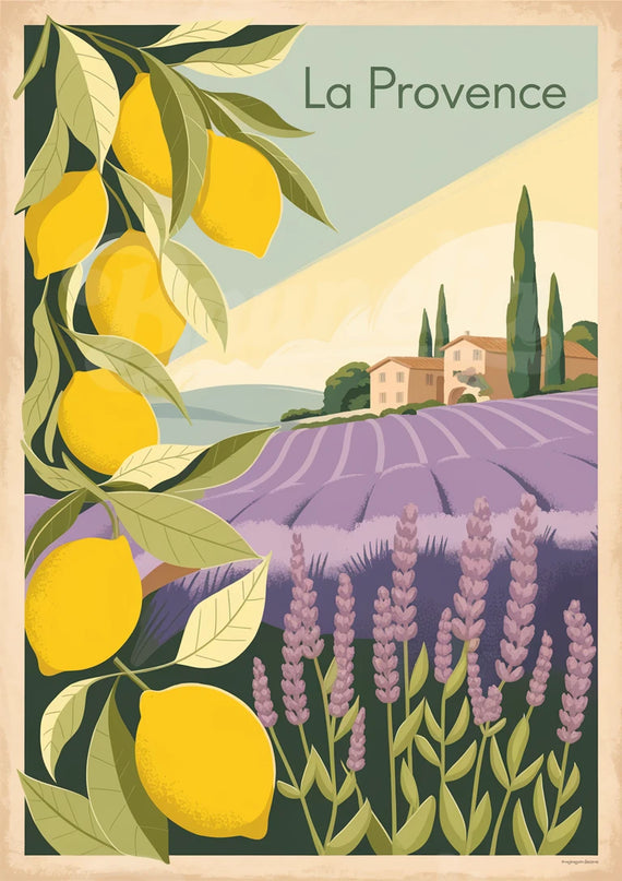 Affiche citron et lavande vintage