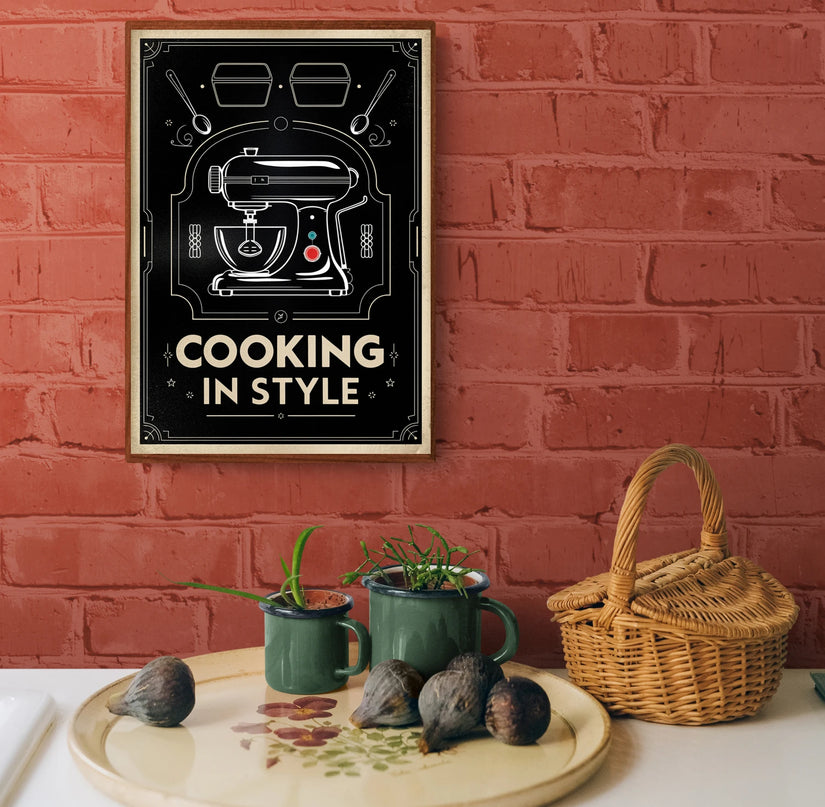 affiche cuisine vintage noir et blanc