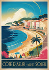 Affiche Côte d'Azur Mer et Soleil style Art déco
