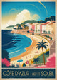 Affiche Côte d'Azur Mer et Soleil style Art déco