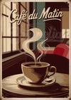 Affiche Matin tasse fumante Art Déco Café