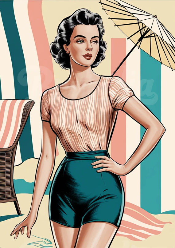 Affiche vintage maillot de bain rétro