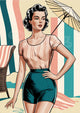 Affiche femme élégante style rétro années 1950