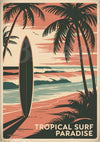 Affiche Tropical Surf Paradise décor plage exotique