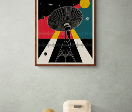 Affiche vintage antenne spatiale rétro