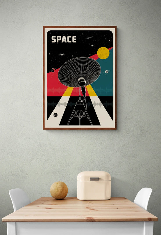 Affiche vintage antenne spatiale rétro