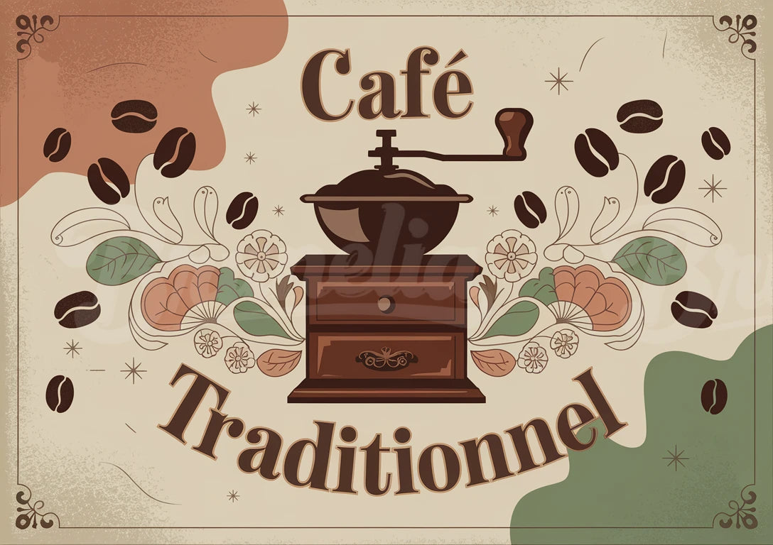 Affiche Moulin à Café Traditionnel Rétro