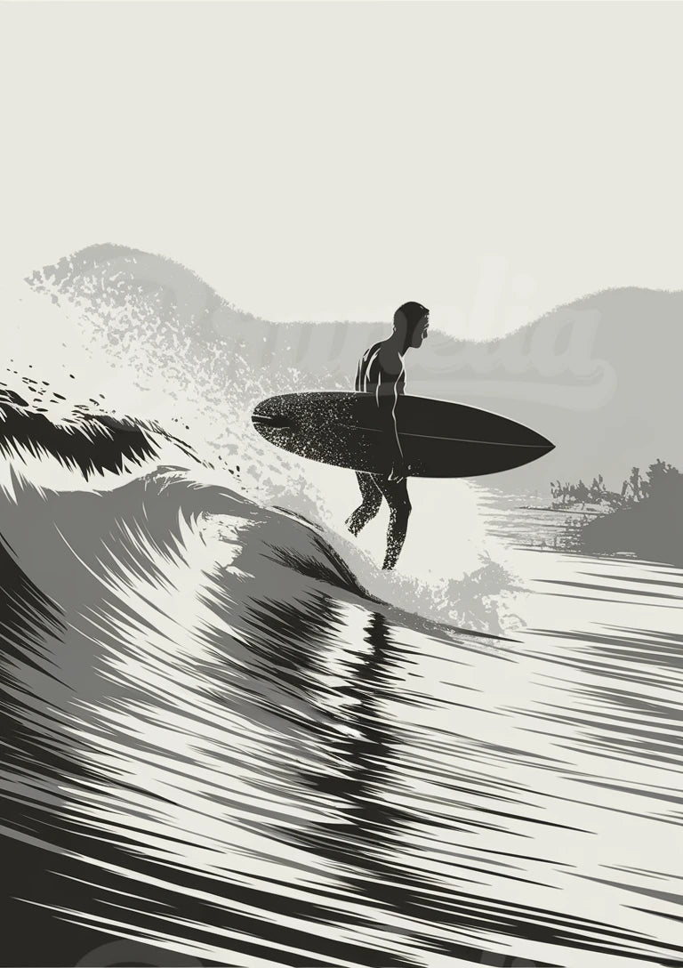affiche surf vintage noir et blanc 2