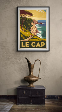 Affiche Le Cap paysage côtier falaise Art Déco