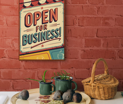 Affiche enseigne boutique rétro