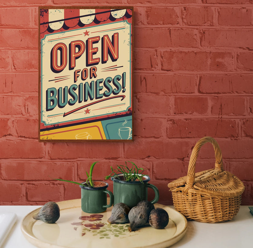 Affiche enseigne boutique rétro