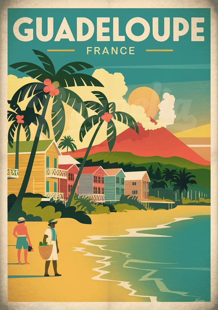 Affiche Guadeloupe France style Art Déco rétro