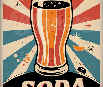 Affiche verre soda ancien