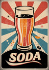 Affiche rétro soda pétillant années 1950