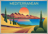 Affiche Coucher de Soleil Méditerranéen Art Déco