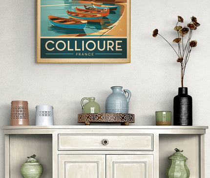 Affiche peinture artistique Collioure rétro