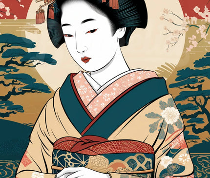Affiche ambiance geisha vintage