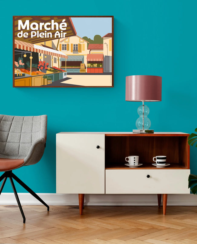 Affiche vintage marché de plein air