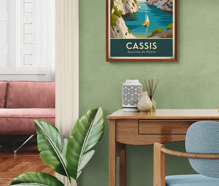 Affiche paysage marin Cassis vintage