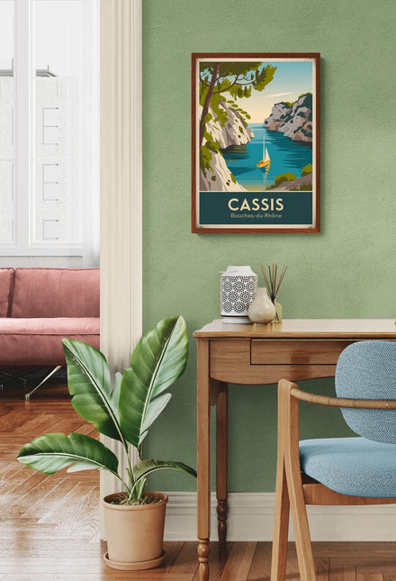 Affiche paysage marin Cassis vintage