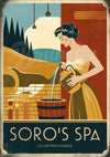 Affiche Soro's Spa femme versant l'eau thermale Art déco